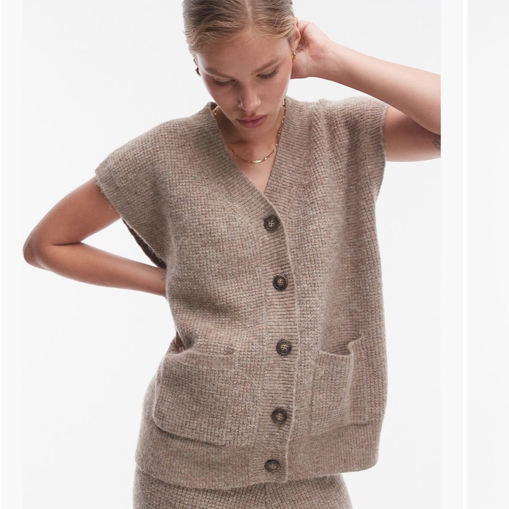 Topshop Brown Knit Sweater Vest